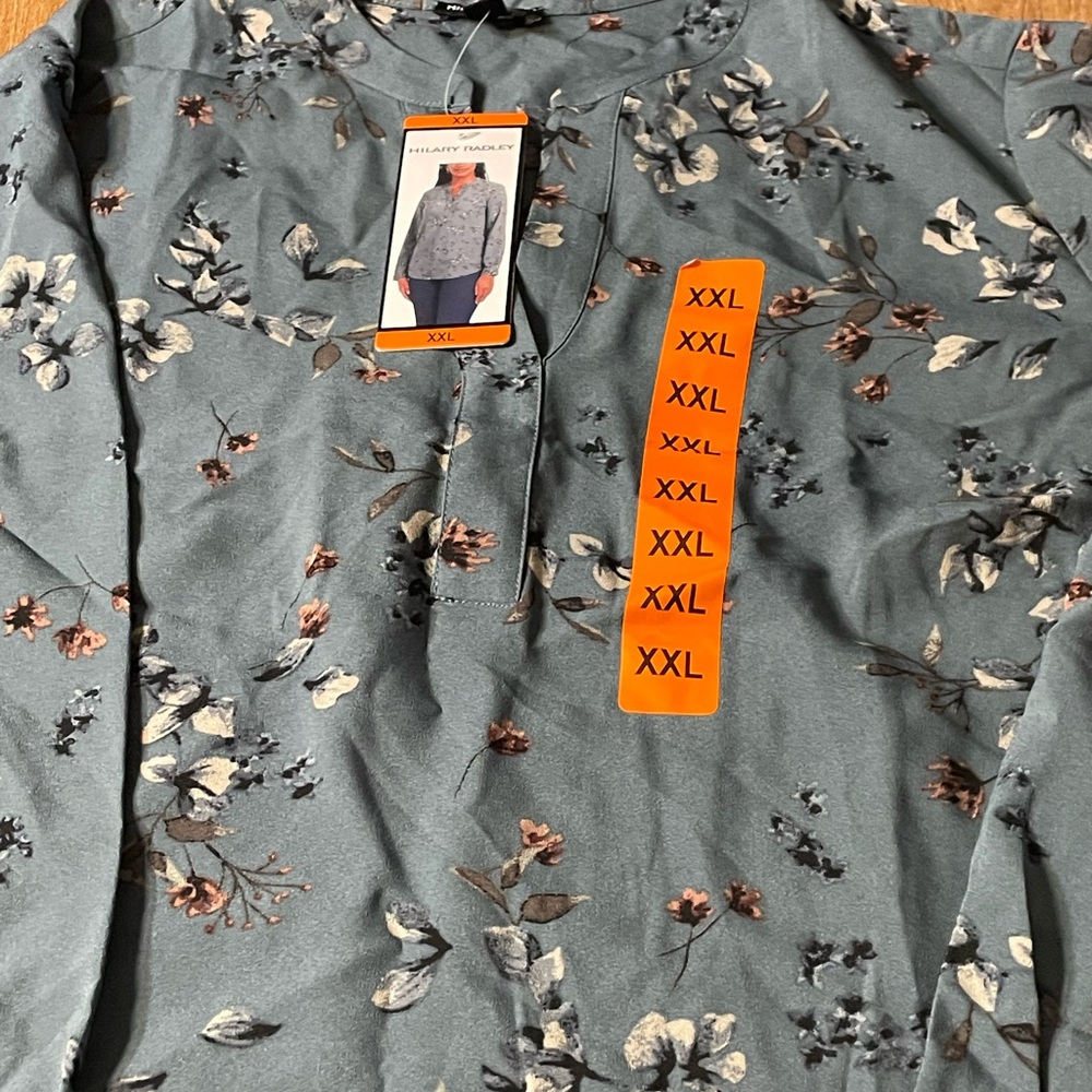 Hilary Radley Blue Floral Blouse XXL - Picture 6 of 6
